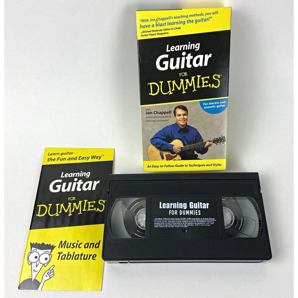 Learning Guitar For Dummies Beginner Guitar VHS w/ 16-Page Booklet Jon Chappell